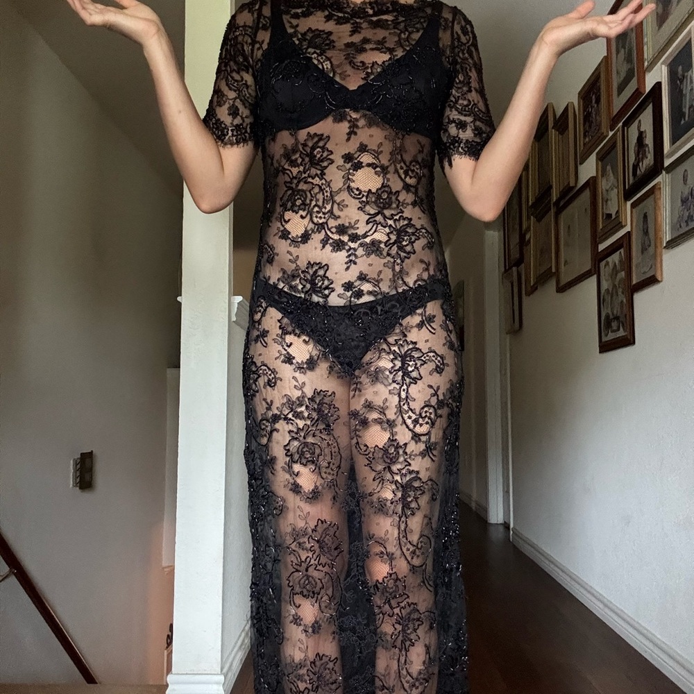 Vintage Beaded Sequin Lace Dress - Picture 2 of 6